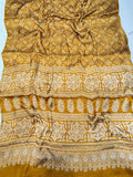 Yellow Patola Ajrakh Pure Modal Silk Ajrakh Pallu Saree