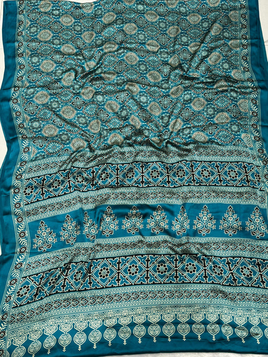 Rama Ajrakh Printed Soft Modal Silk Natural Print Saree