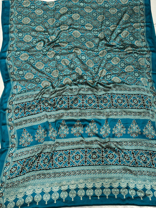 Rama Ajrakh Printed Soft Modal Silk Natural Print Saree