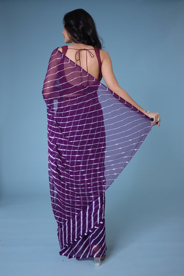Purple Leheriya Chiffon Saree
