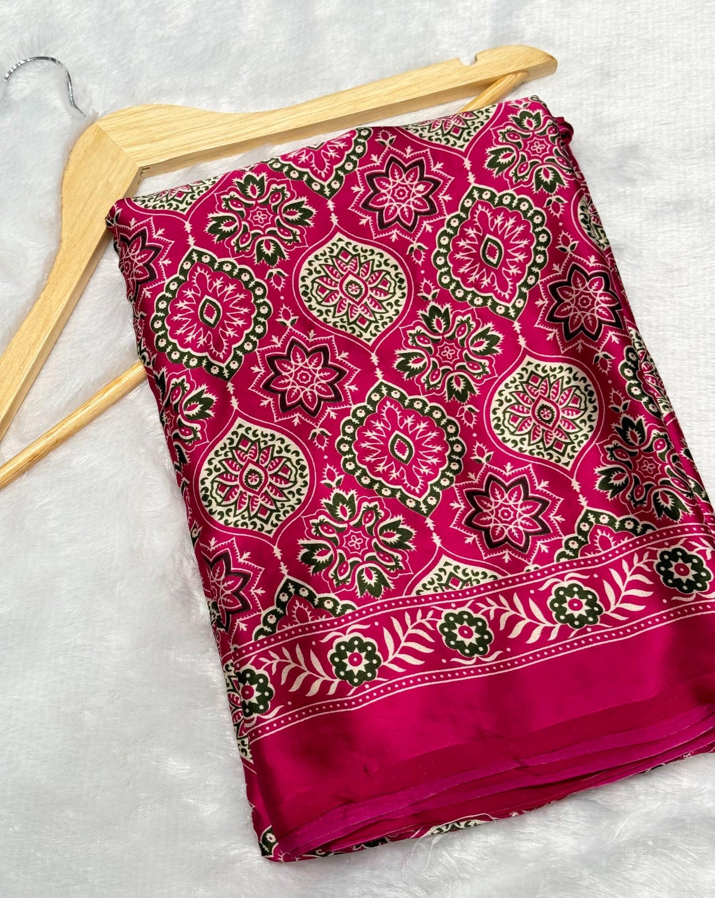 Rani Ajrakh Printed Soft Modal Silk Natural Print Saree