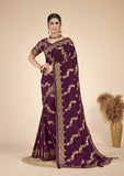 Wine woven saree with blouse piece