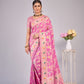 Light Pink woven saree with blouse piece