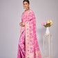 Light Pink woven saree with blouse piece