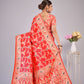 Orange Woven Saree with unstitched blouse