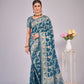 Blue woven saree with blouse piece