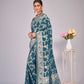 Blue woven saree with blouse piece