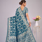 Blue woven saree with blouse piece