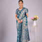 Blue woven saree with blouse piece