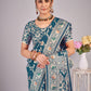 Blue woven saree with blouse piece