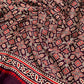 New Wine Ajrakh Hand Block Modal Silk Saree With Zari Pallu