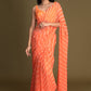 Orange Leheriya Chiffon Saree