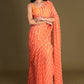 Orange Leheriya Chiffon Saree