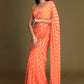 Orange Leheriya Chiffon Saree