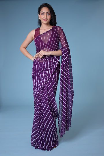 Purple Leheriya Chiffon Saree