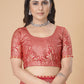 Red woven saree with blouse piece