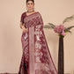 Maroon woven saree with blouse piece