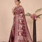 Maroon woven saree with blouse piece