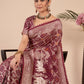 Maroon woven saree with blouse piece