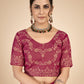 Maroon woven saree with blouse piece