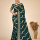 Bottle Green woven saree with blouse piece