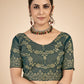 Bottle Green woven saree with blouse piece