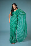 Green Leheriya Chiffon Saree